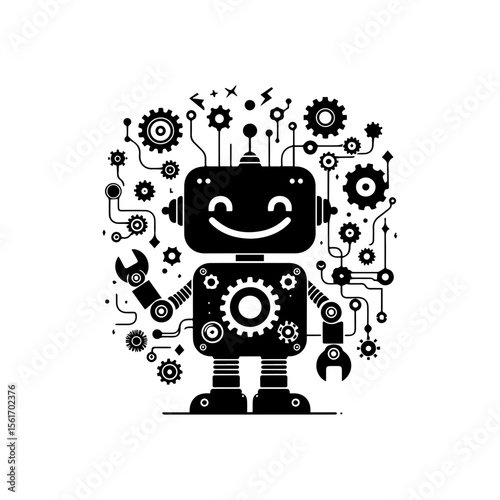 simple silhouette of Wires, gears, and smiles