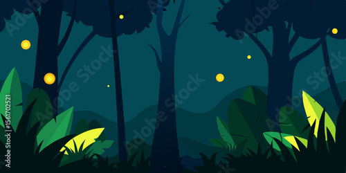 night landscape with trees