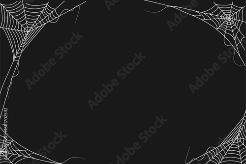 Empty black Halloween background with spider webs in corners. Great for adding custom text or spooky Halloween party design.