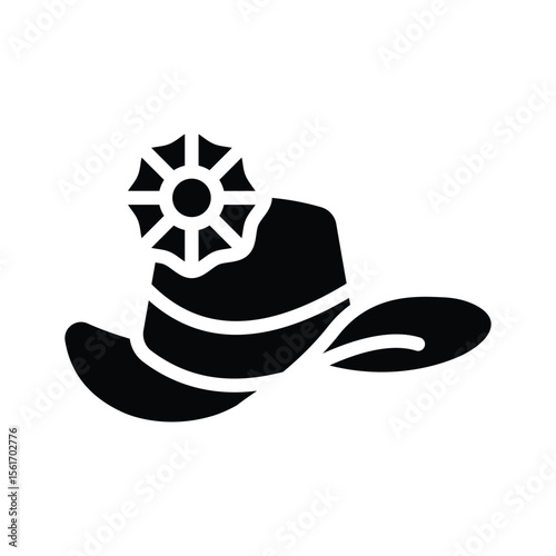 Summer hat icon in glyph style, ready for premium use