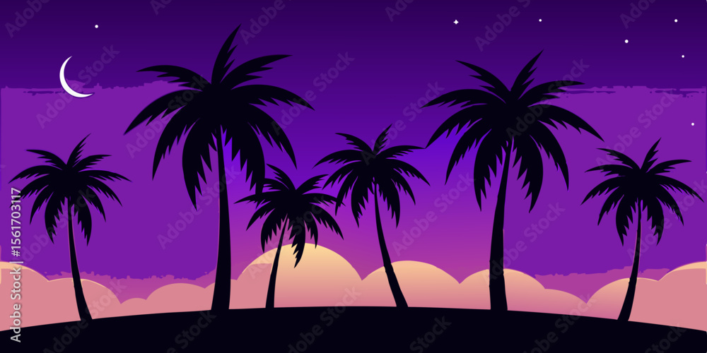 Naklejka premium palm trees at sunset