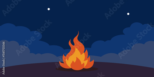 Night Fire A Serene Campfire Under the Stars