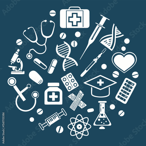 Medical icons circle healthcare vector illustration