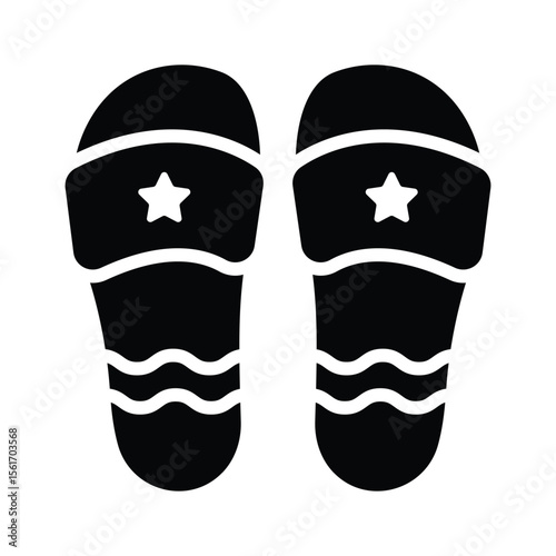 An editable glyph icon showing summer slippers