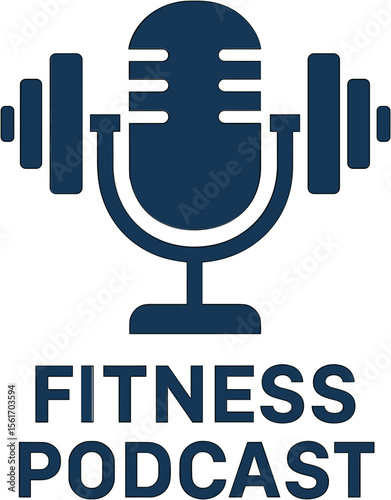 Fitness podcast microphone icon with dumbbells in design  