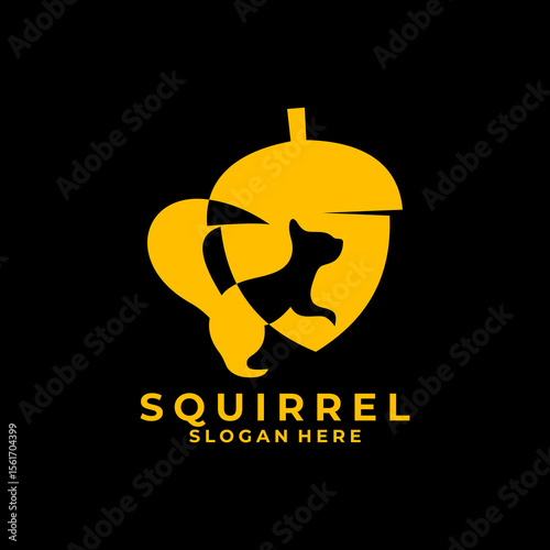 Squirrel simple gold color logo design vector template