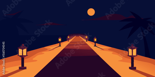 Asphalt highway stretches into the vibrant sunset, a lone car on a journey towards the city lights under a vast, cloud-dotted sky