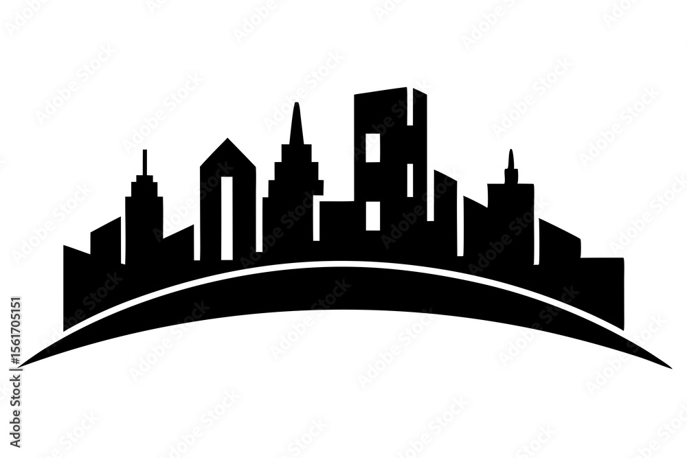 Naklejka premium City Skyline Vector Icon - Modern Urban Design Element