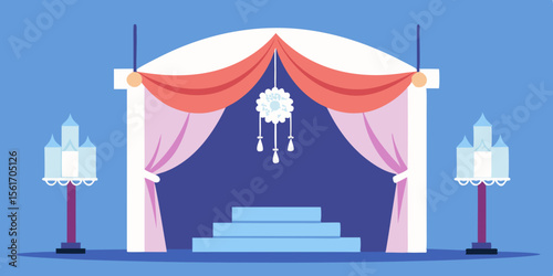 Vibrant cartoon circus tent vector illustration for a fun vintage carnival or festival entertainment event