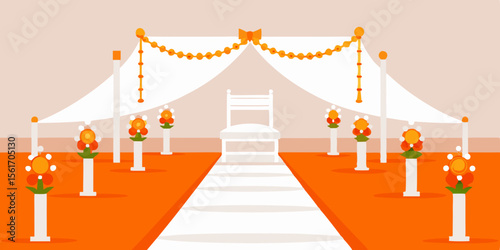 Luxury 3D illustration of a red carpet entrance with a rope on white, symbolizing Hollywood success, VIP awards, and exclusive gala celebrations