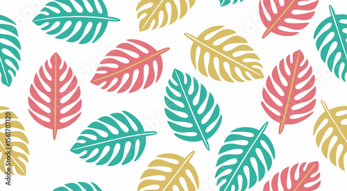 Cute adorable tropical leaf's seamless pattern background vector design