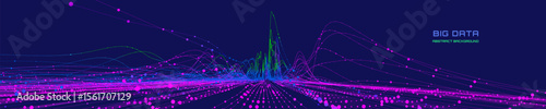Abstract analytical background with analyze data chart on dark blue. Analytics algorithms. Big data. Quantum cryptography concept.  Banner for business, science and technology.
