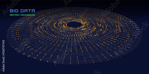  Abstract digital radial form data spheres in 3d virtual cyberspace. Big Data. Futuristic concept crypto currency blockchain. Vector Illustration.