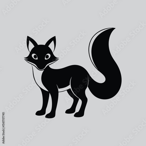Black and White Fox Character