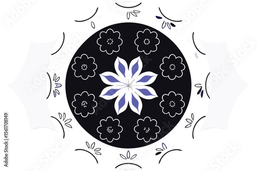 Intricate circular floral mandala art with blooming petals and geometric patterns
