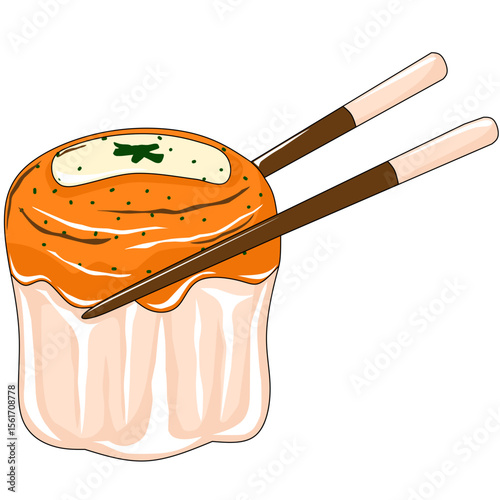 illustration of mentai dimsum with cheese topping