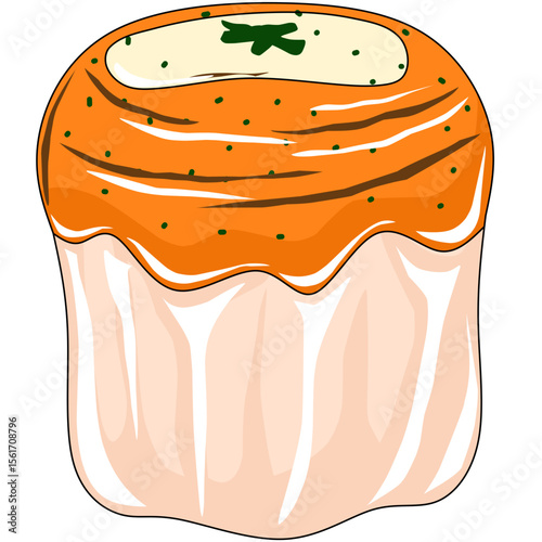 illustration of mentai dimsum with cheese topping