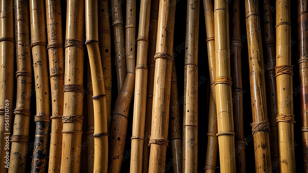 Fototapeta premium Detailed Closeup of Angklung Bamboo Tubes and Texture