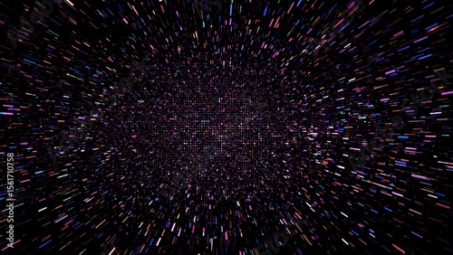 Texture of colorful space particles zooming in cosmic galaxy backgroun