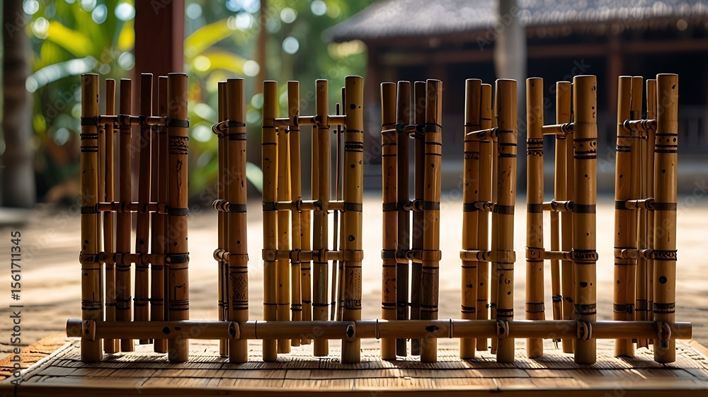 Obraz premium Several Traditional Angklung Instruments Arranged Neatly