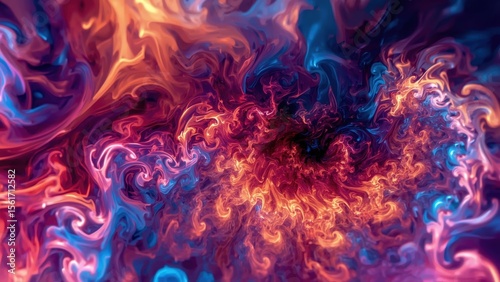 Pattern of vibrant swirling fire and smoke blending, abstract art desi