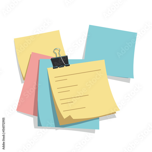 Sheets of note papers sign business concept. Note paper pieces vector illustration on flat style.