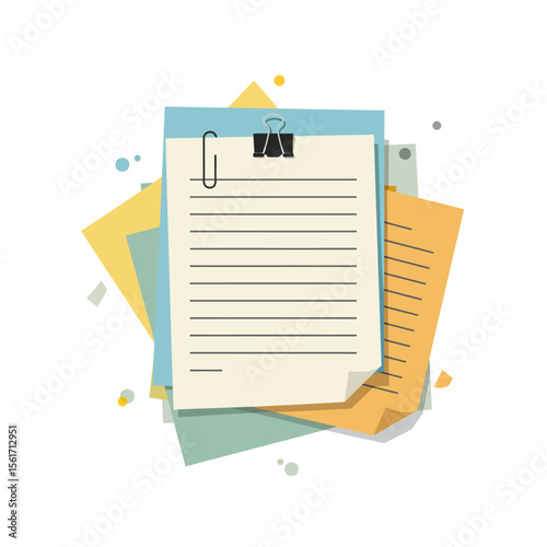 Sheets of note papers sign business concept. Note paper pieces vector illustration on flat style.