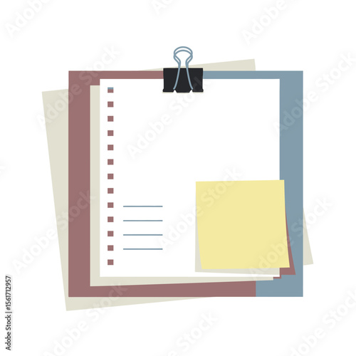 Sheets of note papers sign business concept. Note paper pieces vector illustration on flat style.