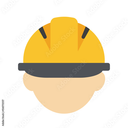 Construction helmet icon in flat style. Safety cap vector illustration