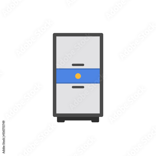 Office cabinet icon in flat style. Furniture storage vector illustration on white background. Drawer sign business concept. 