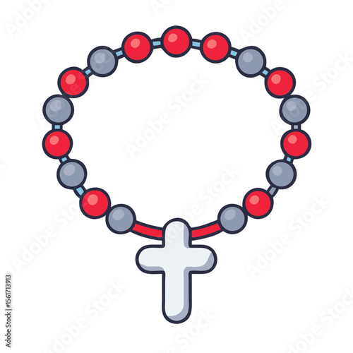 Colorful rosary with cross icon 