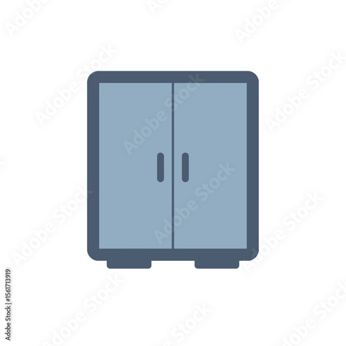 Office cabinet icon in flat style. Furniture storage vector illustration on white background. Drawer sign business concept. 