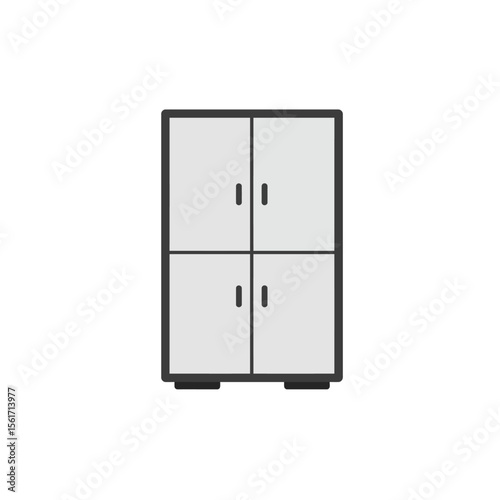 Office cabinet icon in flat style. Furniture storage vector illustration on white background. Drawer sign business concept. 