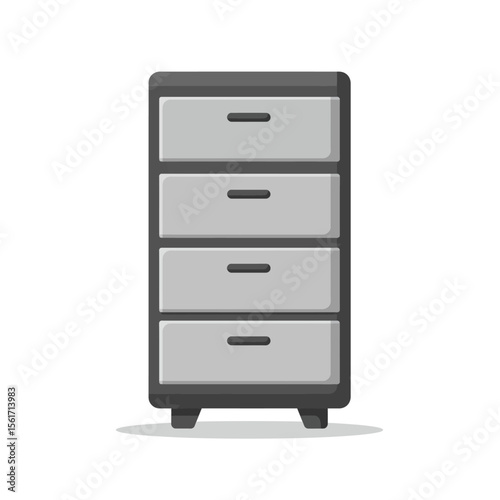 Office cabinet icon in flat style. Furniture storage vector illustration on white background. Drawer sign business concept. 