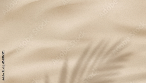 Sand texture with sunlight, shadow leaf for summer background,Beach sand background with coconut palm leaves shadow,Vector top view nature sandy surface abstract waves pattern of desert dune
