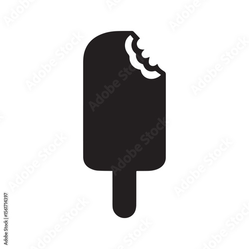 Chocolate ice cream Popsicle icon vector silhouette on a stick isolated on white background illustration