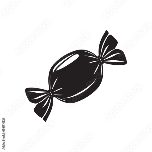Flat Candy Icon Silhouette Vector Sign Symbol Illustration Wrapped Bonbon Hard Candy