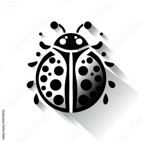 Vector illustration of a stylized black silhouette ladybug