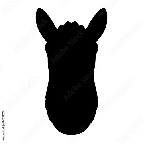 Llama head silhouette vector, a black animal head vector art design, and a silhouette of a llama's face and head isolated on a white background