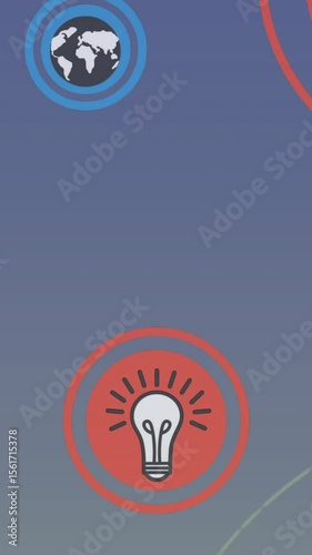 Animation of network of connections with icons over port in background