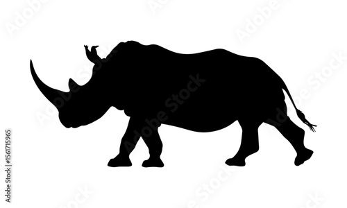 rhino vector silhouette on white background