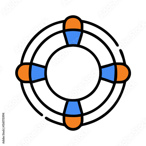 Lifebuoy ring icon with orange and blue sections