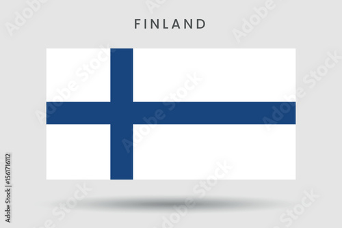 The flag of Finland with a blue Nordic cross on a white background.