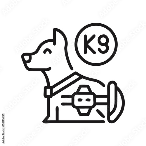 K9 service dog line icon with harness