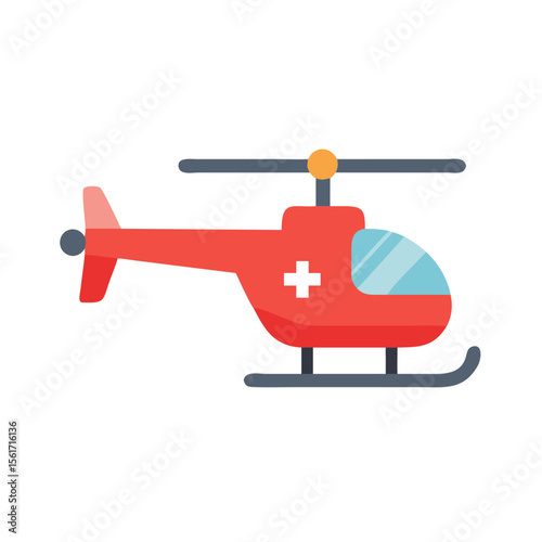 Medical rescue helicopter illustration in red and blue