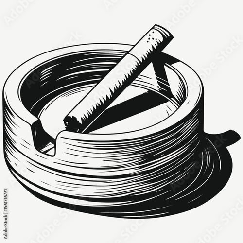 cigarette in ashtray sketch illustration vector