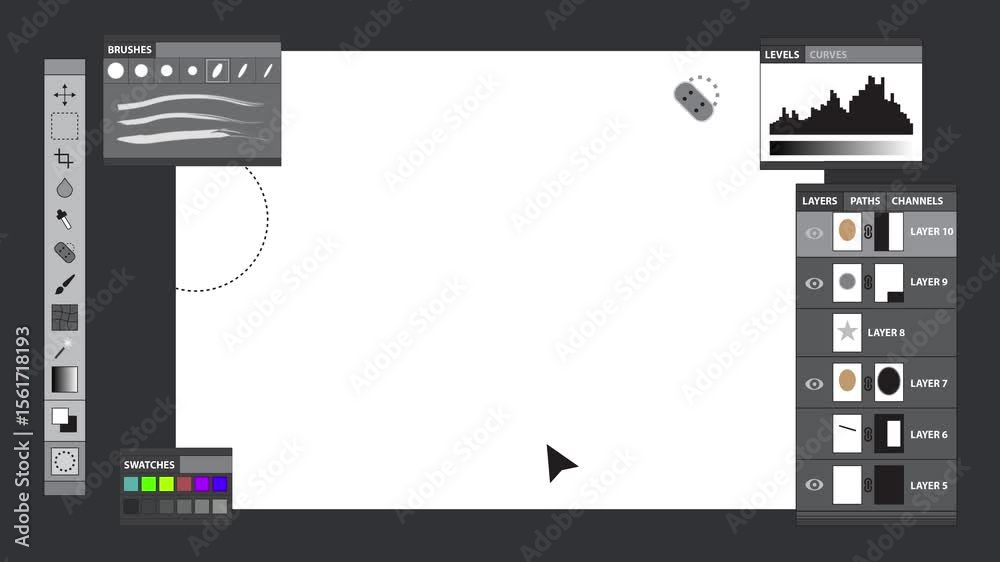 photo editing interface animation with a white screen for image or ...