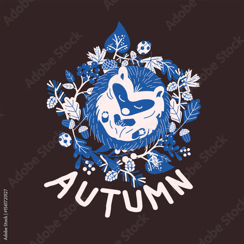 Forest adventure folk boho illustration. Outdoor camp badges. Autumn vector emblem designs with nature, wild animals and trees for posters, stamps, stickers, patches and labels