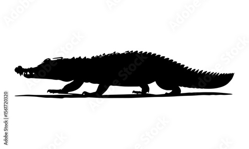 Here's a concise description: a powerful Tyrannosaurus rex dinosaur silhouette in a prehistoric landscape