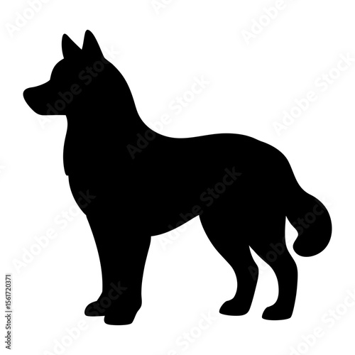 German Shepherd silhouette vector, a black German Shepherd dog vector art design, and a silhouette of a dog isolated on a white background